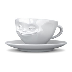 Bílý usměvavý porcelánový hrnek na kávu 58products, objem 200 ml