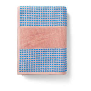 Modro-růžový froté ručník z Bio bavlny 50x100 cm Check – JUNA