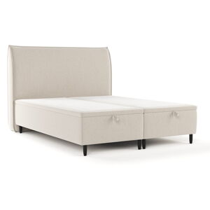 Béžová čalouněná dvoulůžková postel s úložným prostorem 140x200 cm Pearl – Maison de Rêve